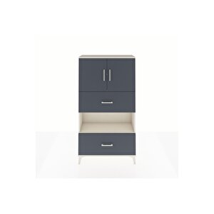 Arges Dolap 3 Raflı 2 Çekmeceli 2 Kapaklı 88x30x163 Aytaşı-antrasit