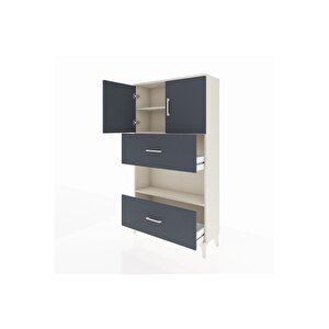 Arges Dolap 3 Raflı 2 Çekmeceli 2 Kapaklı 88x30x163 Aytaşı-antrasit