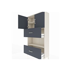 Arges Dolap 3 Raflı 2 Çekmeceli 2 Kapaklı 88x30x163 Aytaşı-antrasit