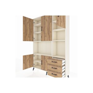 Arges Gardrop 9 Raflı 3 Çekmeceli 5 Kapaklı 132x30x195 Aytaşı-çam