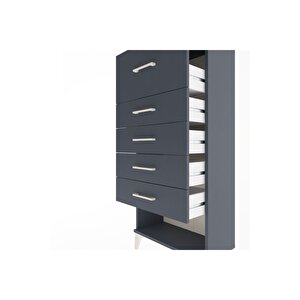 Arges Dolap 5 Çekmeceli 60x30x134 Antrasit-antrasit
