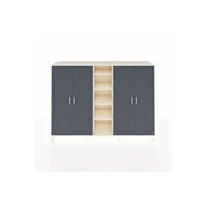 Hyperion Dolap 12 Raflı 4 Kapaklı 220x44x163 Aytaşı-antrasit/aytaşı