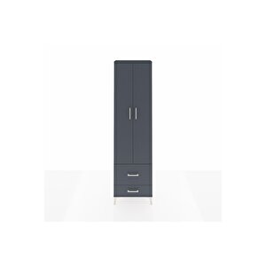 Arges Dolap 4 Raflı 2 Çekmeceli 2 Kapaklı 60x30x221 Antrasit-antrasit