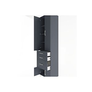 Hyperion Dolap 4 Raflı 3 Çekmeceli 4 Kapaklı 60x44x243 Antrasit-antrasit