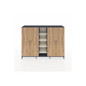 Hyperion Dolap 12 Raflı 4 Kapaklı 220x44x163 Antrasit-çam/aytaşı