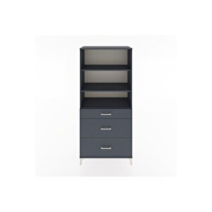Hyperion Dolap 3 Raflı 3 Çekmeceli 88x44x195 Antrasit-antrasit