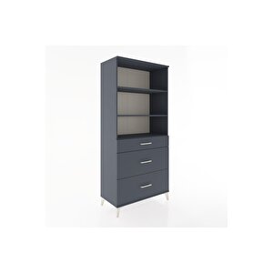 Hyperion Dolap 3 Raflı 3 Çekmeceli 88x44x195 Antrasit-antrasit