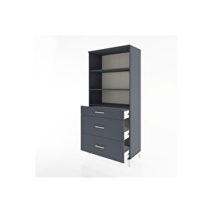 Hyperion Dolap 3 Raflı 3 Çekmeceli 88x44x195 Antrasit-antrasit