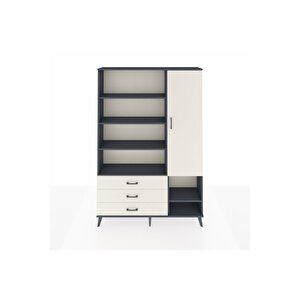 Arges Gardrop 9 Raflı 3 Çekmeceli Tek Kapaklı  132x30x195 Antrasit-aytaşı