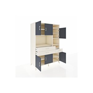 Kronos Dolap 10 Raflı 3 Çekmeceli 6 Kapaklı 132x59x195 Aytaşı-antrasit/aytaşı