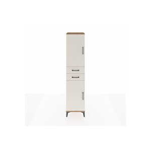 Hyperion Dolap 4 Raflı 2 Çekmeceli Tek Kapaklı 44x44x195 Çam-aytaşı