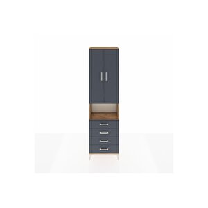 Arges Dolap 3 Raflı 4 Çekmeceli Tek Askılı 60x30x221 Çam-antrasit