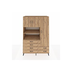 Kronos Dolap 9 Raflı 6 Çekmeceli 3 Kapaklı 132x59x195 Çam-çam/çam