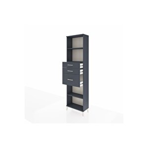 Arges Dolap 3 Raflı 3 Çekmeceli 60x30x221 Antrasit-antrasit