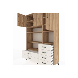 Hyperion Dolap 9 Raflı 6 Çekmeceli 3 Kapaklı 132x44x195 Çam-çam/aytaşı