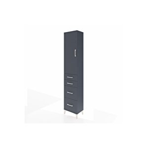 Arges Dolap 3 Raflı 4 Çekmeceli Tek Kapaklı 44x30x221 Antrasit-antrasit