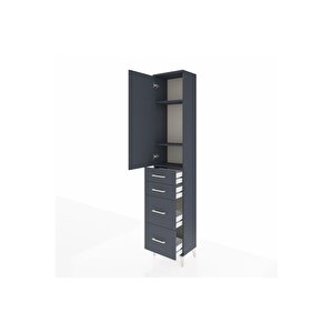 Arges Dolap 3 Raflı 4 Çekmeceli Tek Kapaklı 44x30x221 Antrasit-antrasit