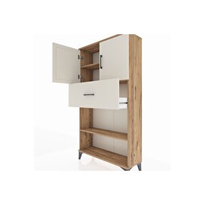 Arges Dolap 3 Raflı Tek Çekmeceli 2 Kapaklı 88x30x163 Çam-aytaşı