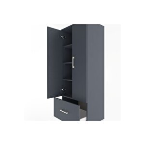 Hyperion Dolap 4 Raflı Tek Çekmeceli 2 Kapaklı 60x44x163 Antrasit-antrasit