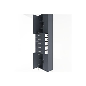 Arges Dolap 4 Raflı 5 Çekmeceli 4 Kapaklı 60x30x243 Antrasit-antrasit