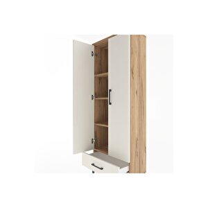 Arges Dolap 4 Raflı Tek Çekmeceli 2 Kapaklı 60x30x163 Çam-aytaşı