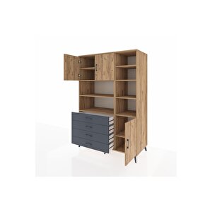 Kronos Dolap 9 Raflı 4 Çekmeceli 3 Kapaklı 132x59x195 Çam-çam/antrasit