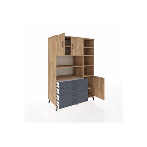 Kronos Dolap 9 Raflı 4 Çekmeceli 3 Kapaklı 132x59x195 Çam-çam/antrasit