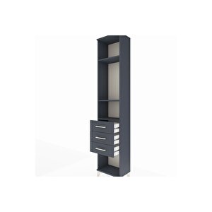 Arges Dolap 3 Raflı 3 Çekmeceli 44x30x221 Antrasit-antrasit
