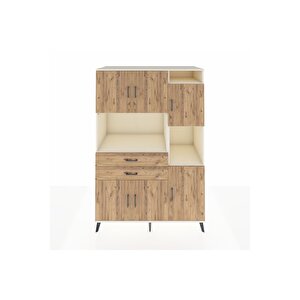 Kronos Dolap 9 Raflı 2 Çekmeceli 6 Kapaklı 132x59x195 Aytaşı-çam/çam