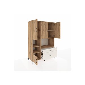 Kronos Dolap 7 Raflı 2 Çekmeceli 5 Kapaklı 132x59x195 Çam-çam/aytaşı
