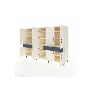 Kronos Dolap 12 Raflı 2 Çekmeceli 8 Kapaklı 220x59x163 Aytaşı-aytaşı/antrasit