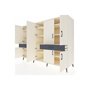 Kronos Dolap 12 Raflı 2 Çekmeceli 8 Kapaklı 220x59x163 Aytaşı-aytaşı/antrasit