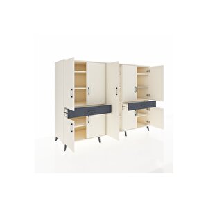 Kronos Dolap 12 Raflı 2 Çekmeceli 8 Kapaklı 220x59x163 Aytaşı-aytaşı/antrasit