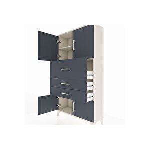 Arges Dolap 2 Raflı 3 Çekmeceli 4 Kapaklı 88x30x163 Aytaşı-antrasit