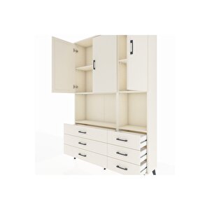 Arges Gardrop 6 Raflı 6 Çekmeceli 3 Kapaklı 132x30x195 Aytaşı-aytaşı