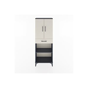 Arges Dolap 3 Raflı Tek Çekmeceli 2 Kapaklı 60x30x163 Antrasit-aytaşı