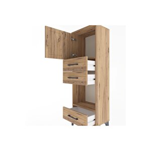 Arges Dolap 2 Raflı 3 Çekmeceli Tek Kapaklı 44x30x134 Çam-çam