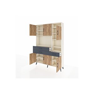 Arges Dolap 10 Raflı 3 Çekmeceli 6 Kapaklı 132x30x195 Aytaşı-çam/antrasit