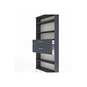 Arges Dolap 4 Raflı 2 Çekmeceli 88x30x221 Antrasit-antrasit