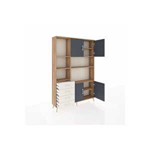 Arges Dolap 8 Raflı 4 Çekmeceli 4 Kapaklı 132x30x195 Çam-antrasit/aytaşı