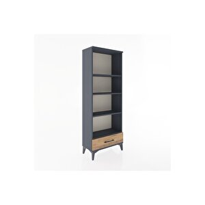 Arges Dolap 4 Raflı Tek Çekmeceli 60x30x163 Antrasit-çam