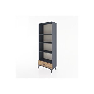 Arges Dolap 4 Raflı Tek Çekmeceli 60x30x163 Antrasit-çam