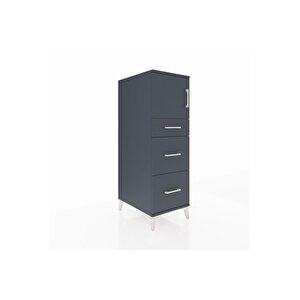 Kronos Dolap Tek Raflı 3 Çekmeceli Tek Kapaklı 44x59x134 Antrasit-antrasit