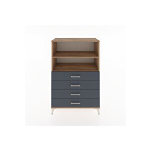 Hyperion Dolap 2 Raflı 4 Çekmeceli 88x44x134 Çam-antrasit