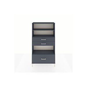 Arges Dolap 3 Raflı 3 Çekmeceli 88x30x163 Antrasit-antrasit