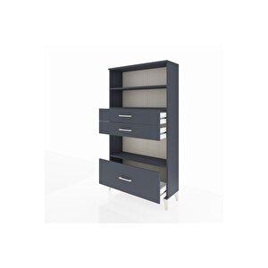 Arges Dolap 3 Raflı 3 Çekmeceli 88x30x163 Antrasit-antrasit