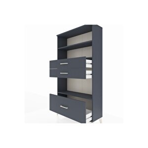 Arges Dolap 3 Raflı 3 Çekmeceli 88x30x163 Antrasit-antrasit