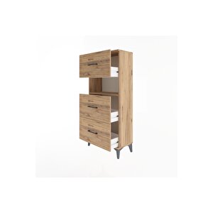 Arges Dolap Tek Raflı 3 Çekmeceli 60x30x134 Çam-çam