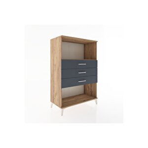 Hyperion Dolap Tek Raflı 3 Çekmeceli 88x44x134 Çam-antrasit