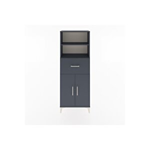 Arges Dolap 3 Raflı Tek Çekmeceli 2 Kapaklı 60x30x163 Antrasit-antrasit